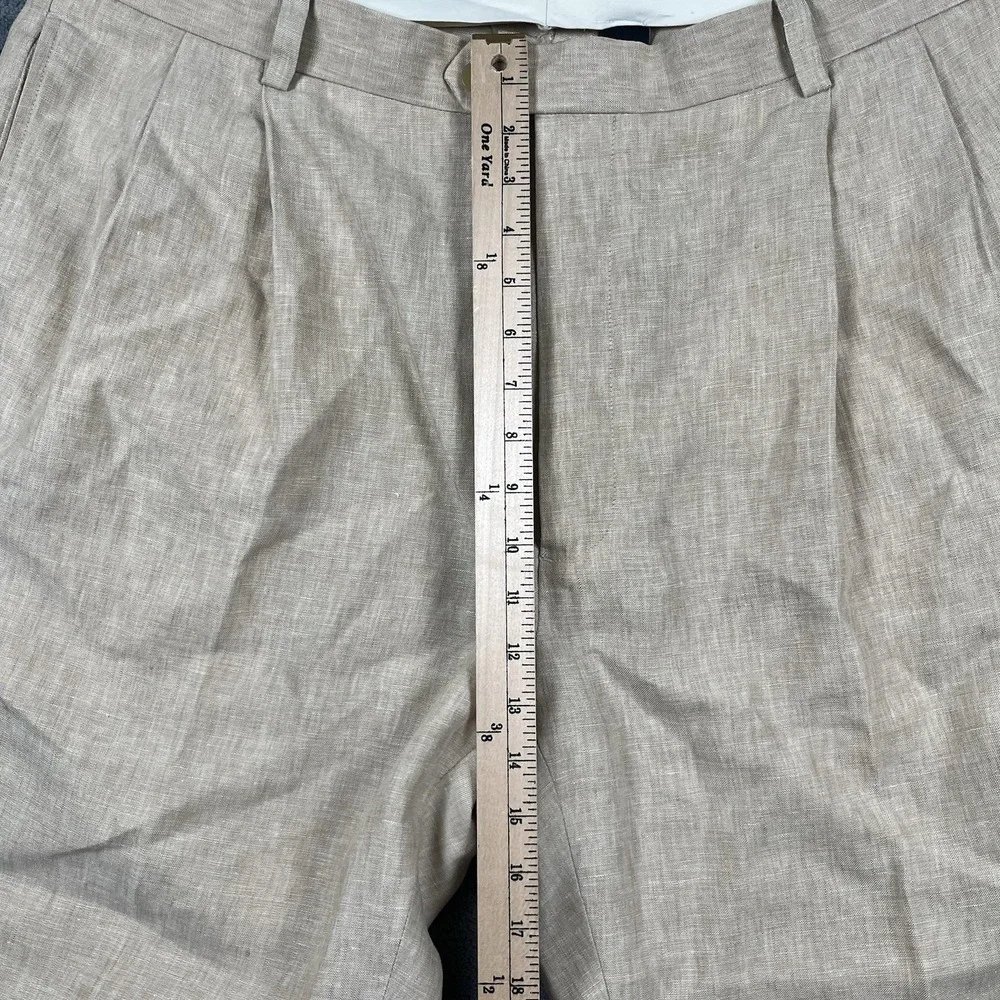 Jos A Bank Travelers Pants 40x29 Beige 100% Linen Pleated Cuffed Summer Coastal